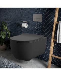 Maresol WC - Slim in schwarz matt - PREMIUM WC-SET
