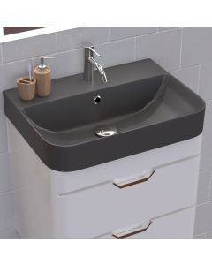 Oceanus Waschbecken mit Unterschrank - schwarz matt / weiß